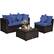 Left. Costway - 4PCS Patio Rattan Furniture Set Sofa Ottoman Cushion Garden Deck - Navy.