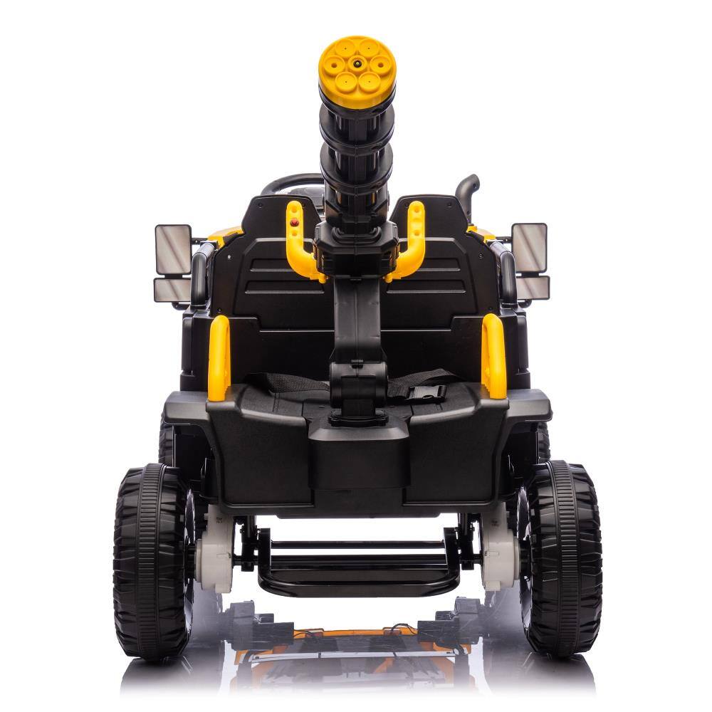 Alt View 3. BreeBe - Kids Electric Ride On Car, 3-Seater w/ 4-Motor Drive, Remote Control, LED Lights, Water Gun, 3-Speed, Ages 3-8 - Yellow.