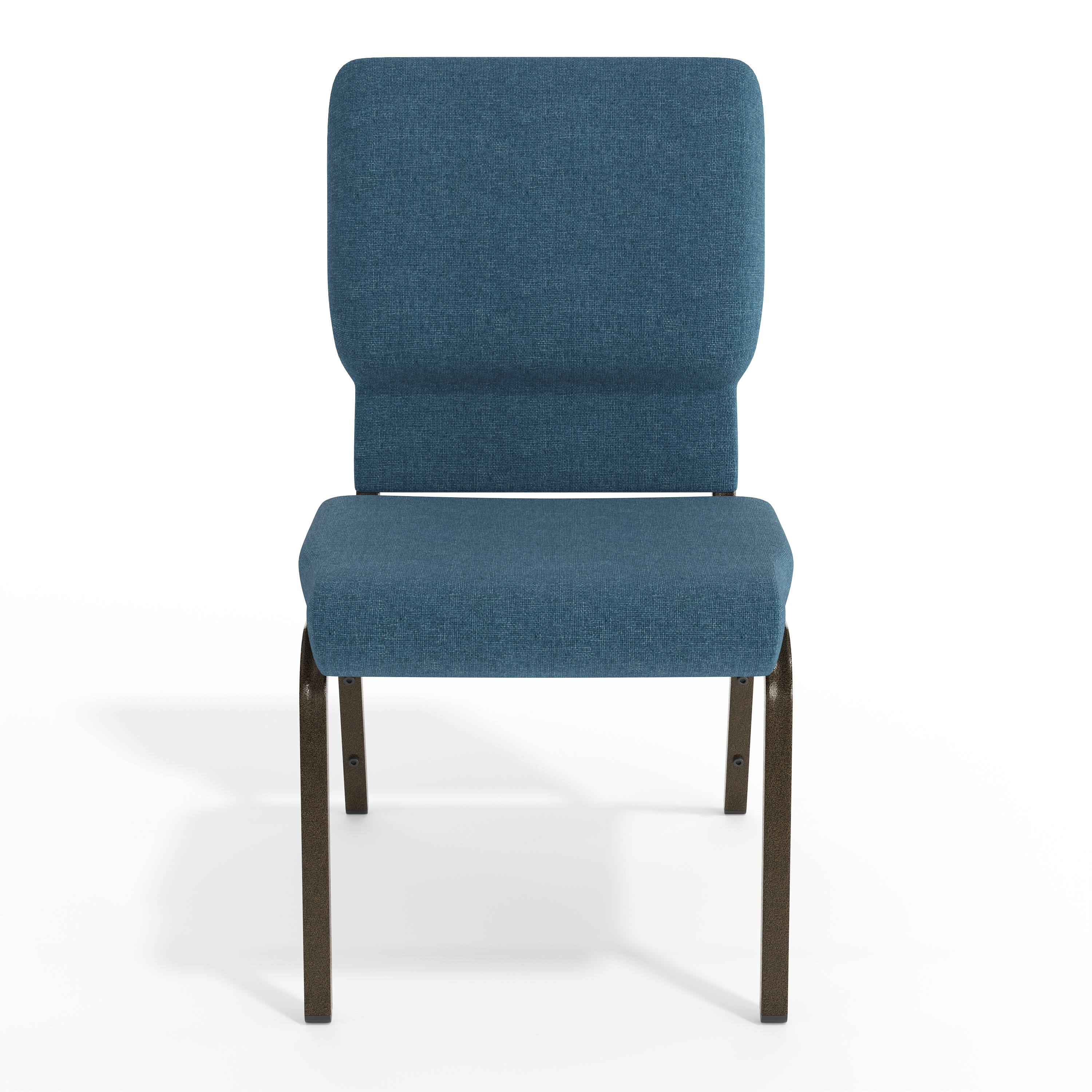 Alt View 9. Emma + Oliver - 18.5"W Stackable Church/Reception Guest Chair - Blue Fabric/Gold Vein Frame.