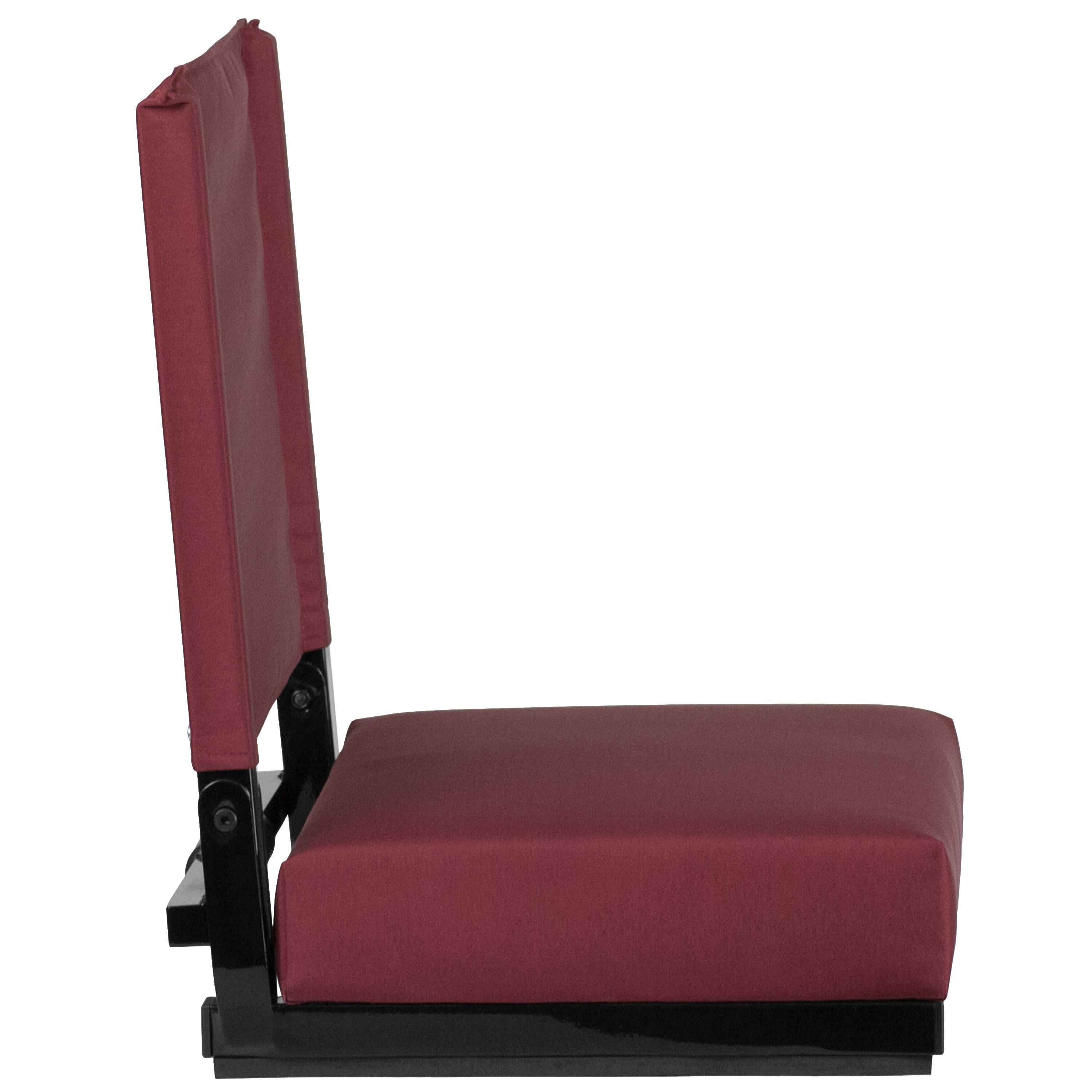 Alt View 7. Emma + Oliver - Set of 2 500 lb. Rated Lightweight Stadium Chair with Ultra-Padded Seat - Maroon.