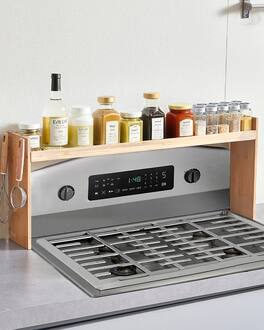 VEVOR - Over the Stove Shelf, Over Stove Spice Shelf for Kitchen Stove Top, Seasoning Shelves, Spice Organizer, Easy to Assemble - Bamboo