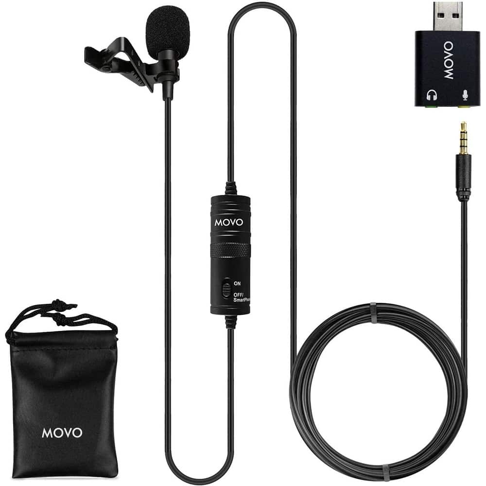 MOSZAR LLC - Lapel Microphone for Camera, iPhone/Android, 3.5mm Clip-On, Body Lav Mic