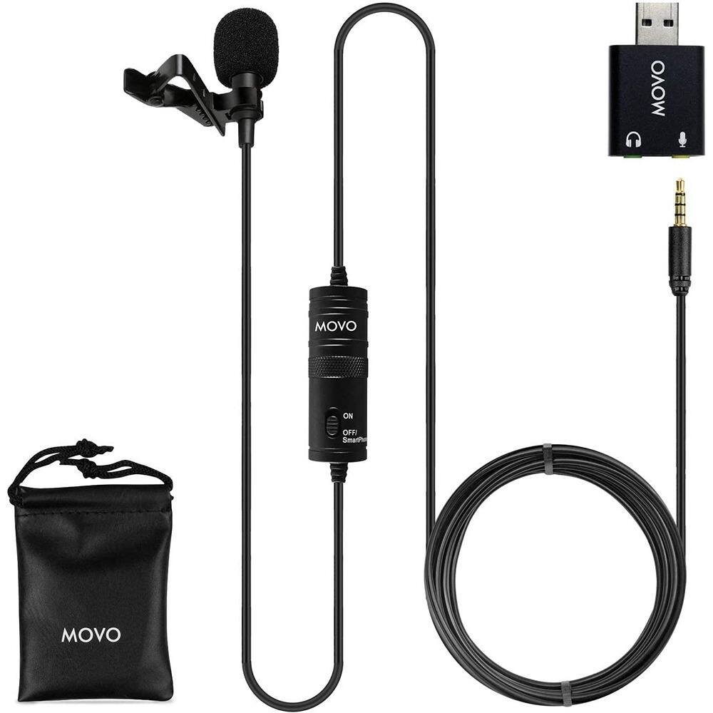 MOSZAR LLC - Lapel Microphone for Camera, iPhone/Android, 3.5mm Clip-On, Body Lav Mic