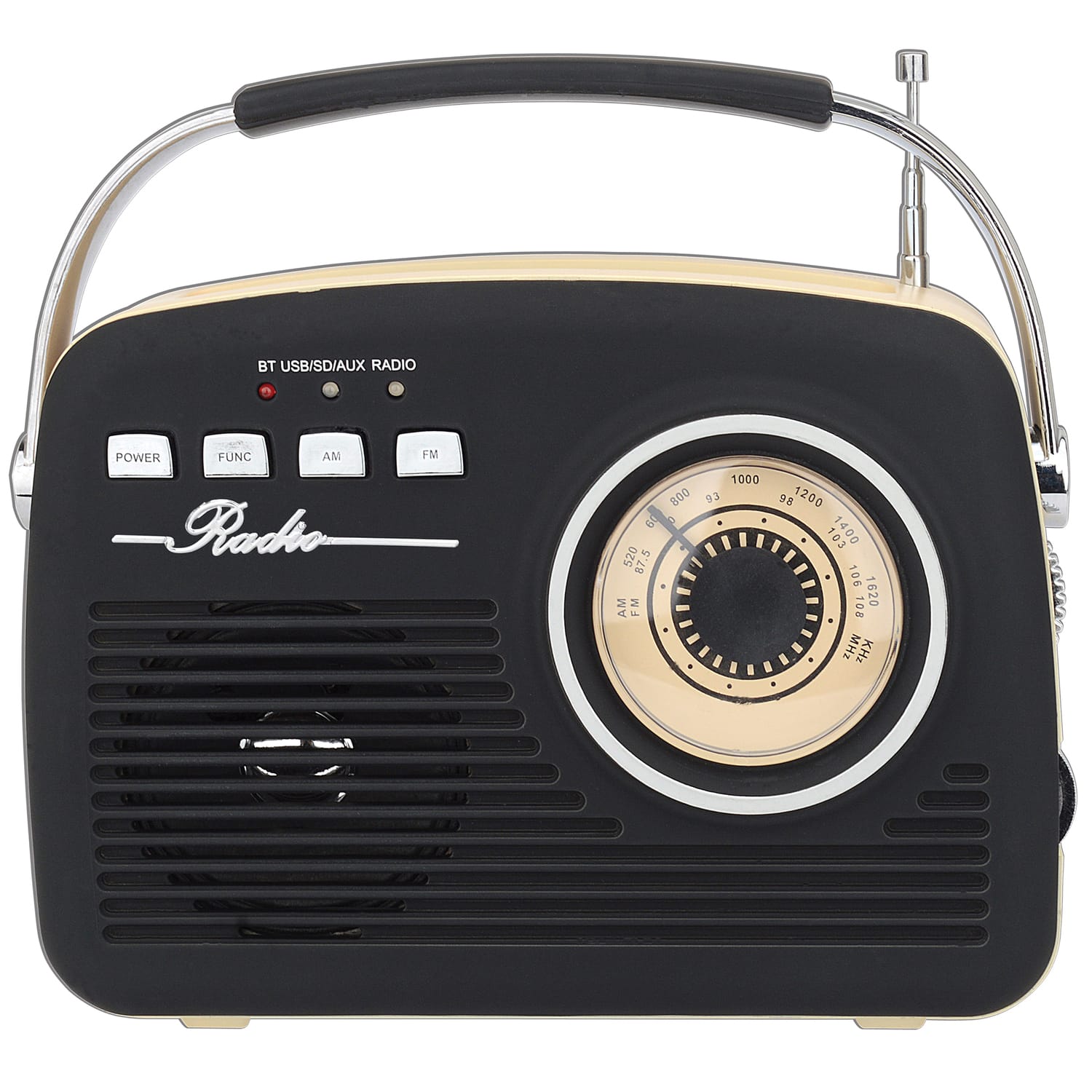 Supersonic - Sc-1201bt-bk Retro Portable Am/fm Radio With Bluetooth, Sc-1201 - Black