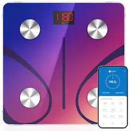 Renpho - Bluetooth Smart Body Weight Scale with App, 13 Key Metrics, 400 lbs, Red Gradient