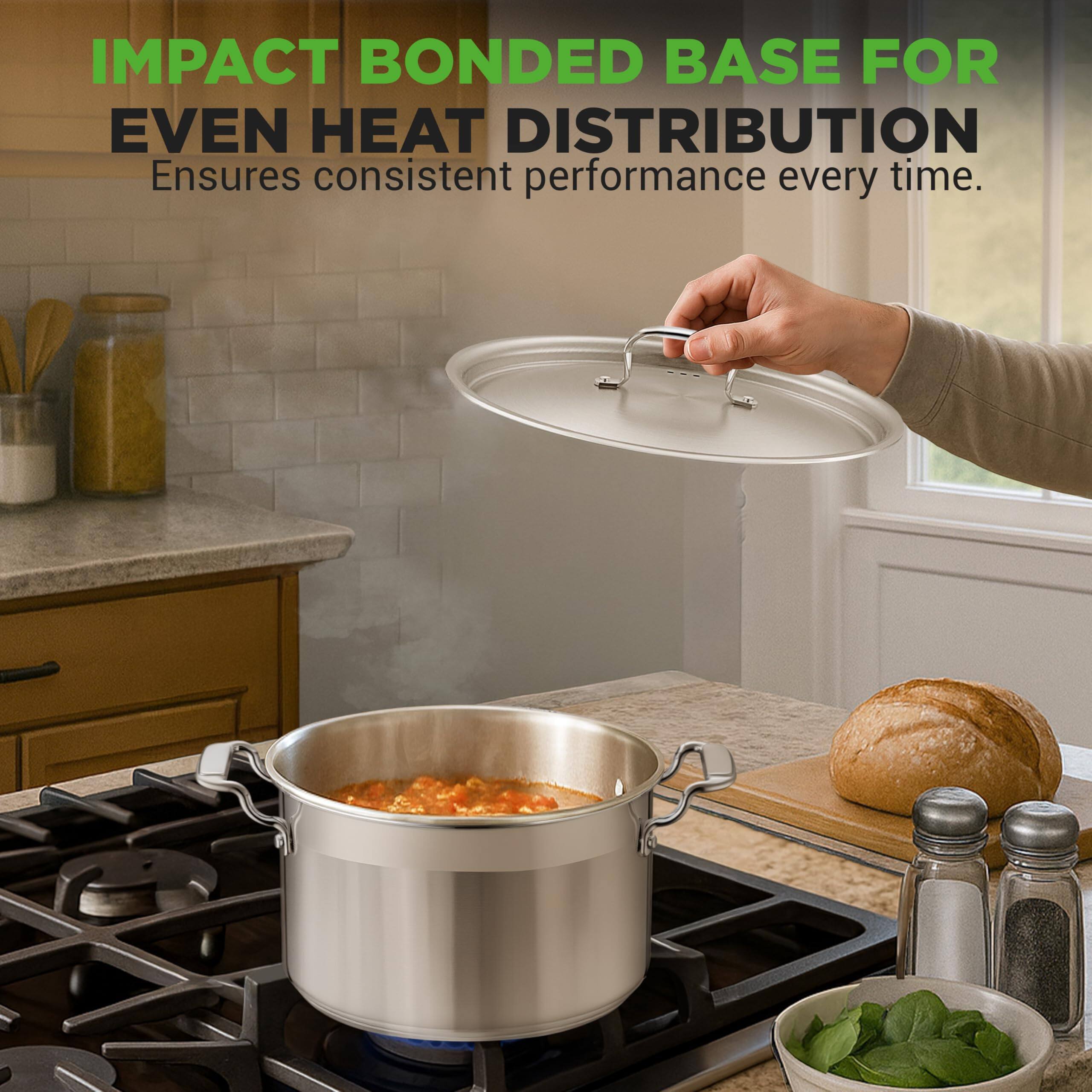 IMPACT BONDED BASE FOR EVEN HEAT DISTRIBUTION  
Ensures consistent performance every time.