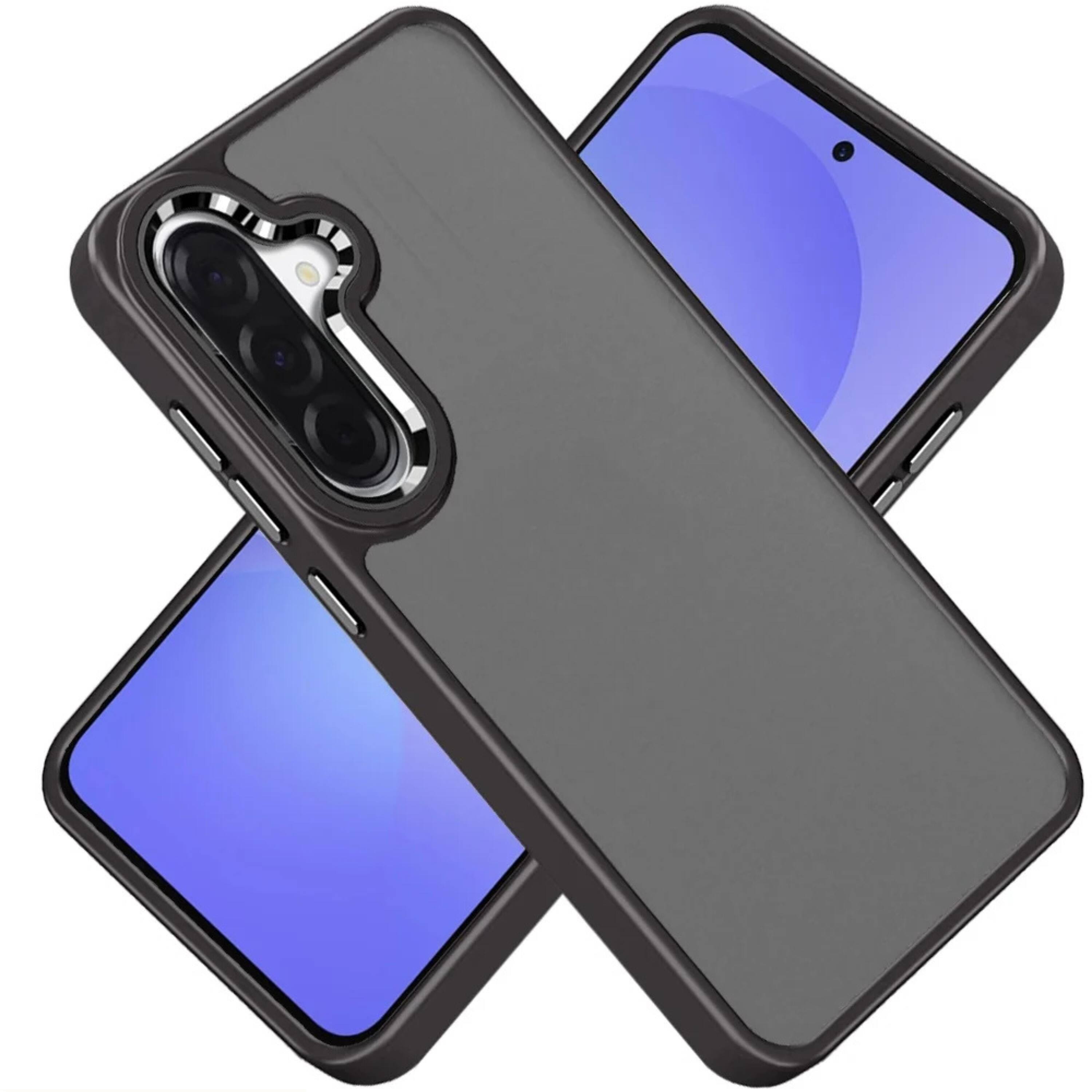 Angle. Kitcheniva - Smooth Thick Acrylic Phone Case With Tempered Glass For Samsung Galaxy A37 5G Black - Black.