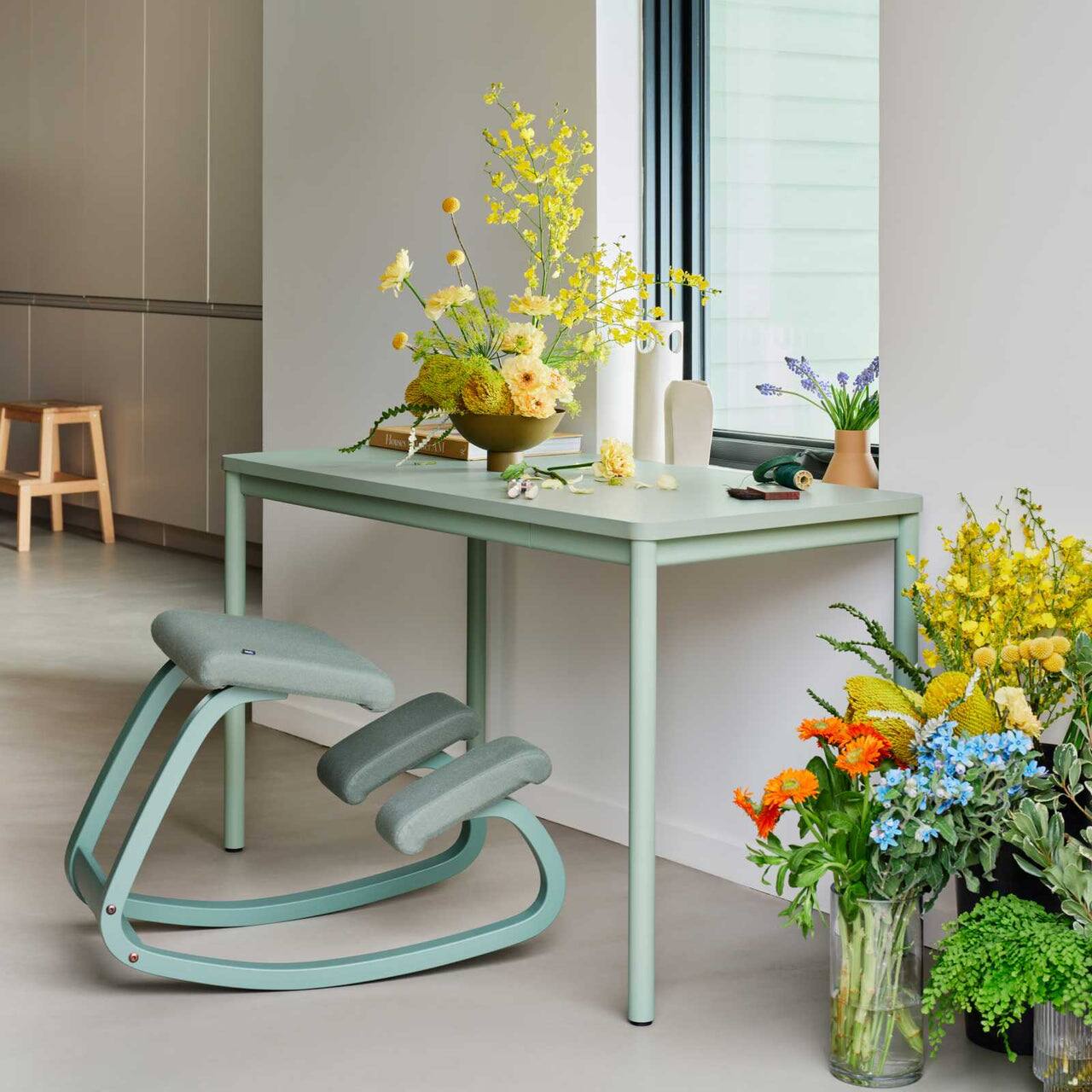 Angle. Branch Furniture - Daily Desk 48" x 24" - Sage/Sage.