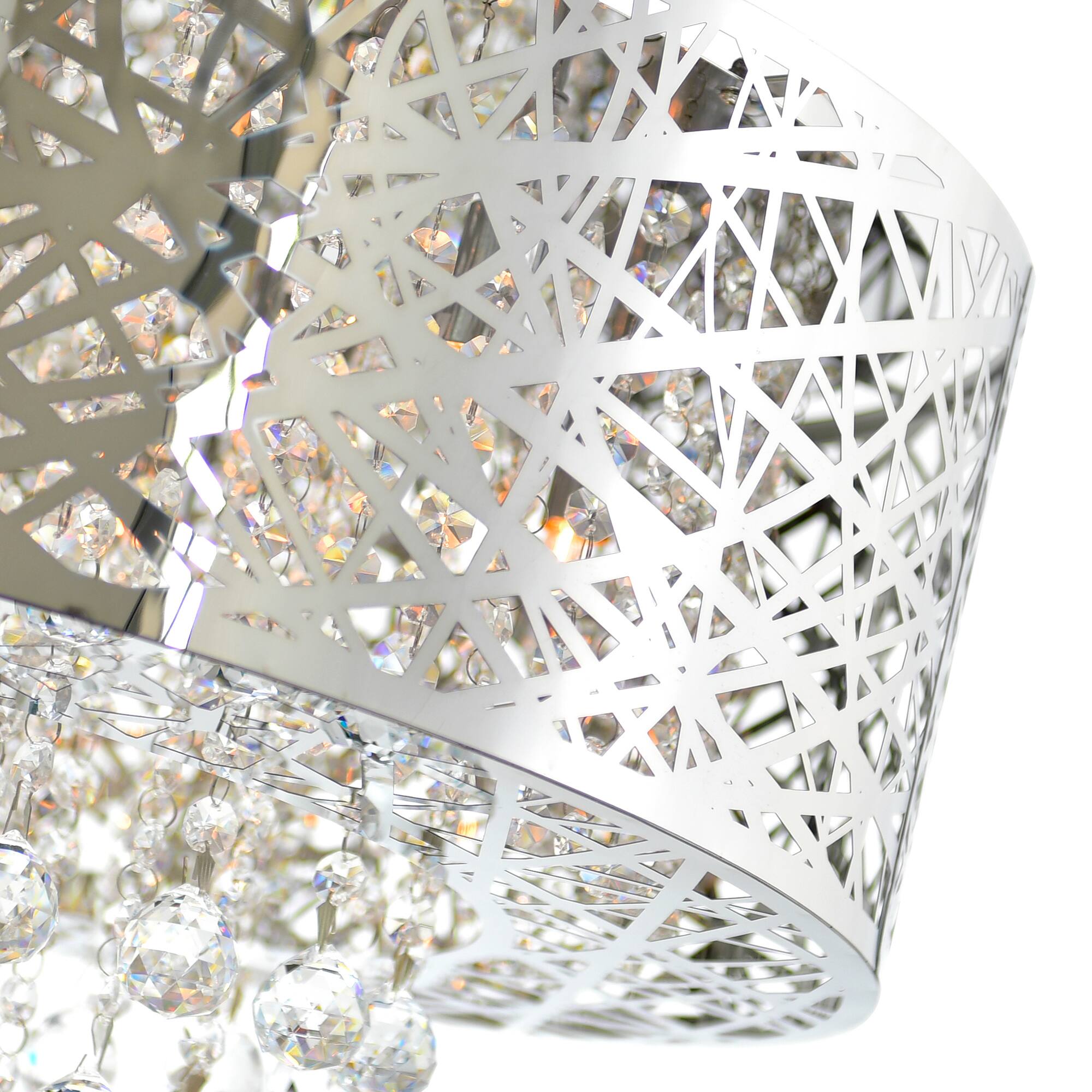 Alt View 1. CWI Lighting - Eternity 9 Light Drum Shade Chandelier With Chrome Finish - Stainless Steel.