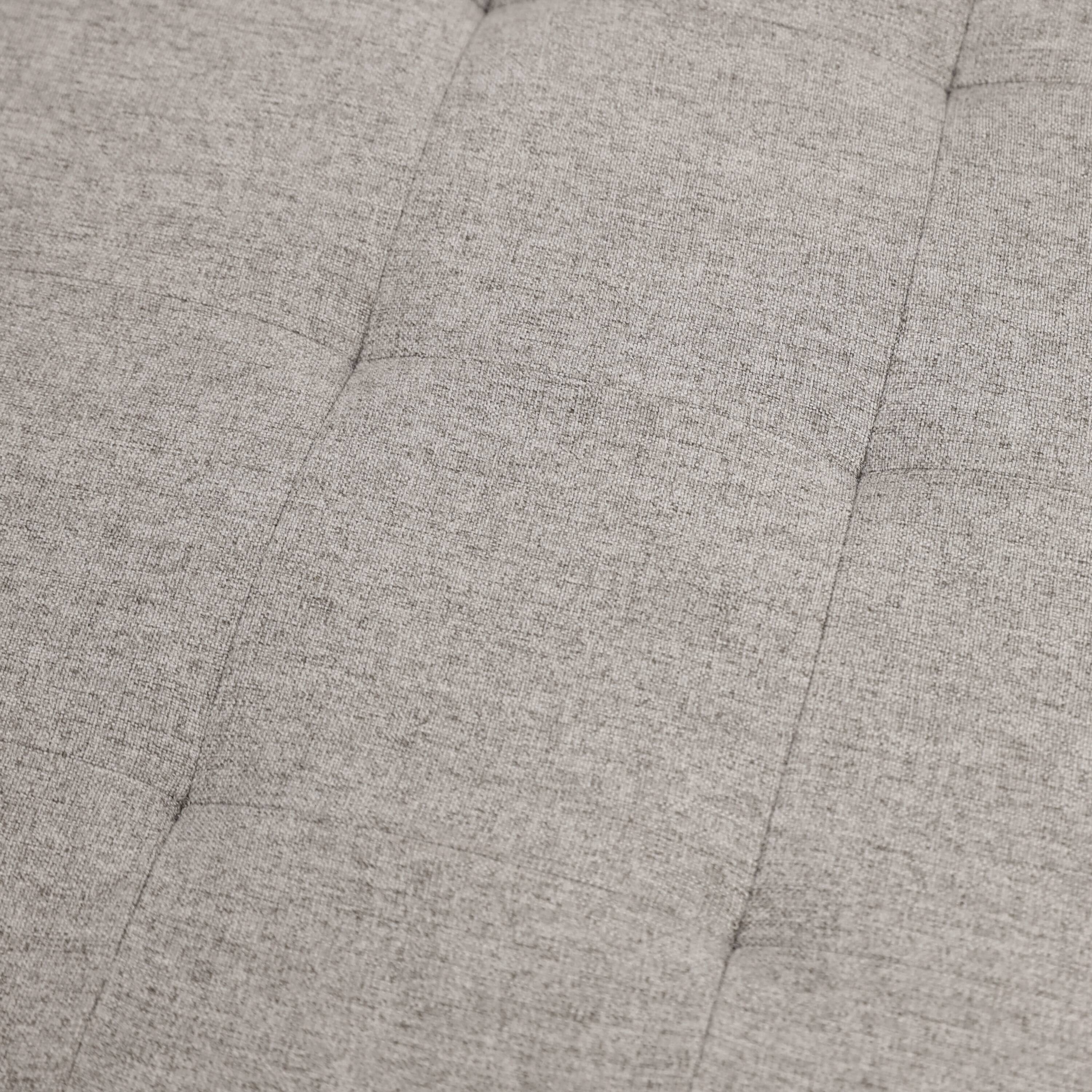 Alt View 10. Emma + Oliver - Aranda 34 in. Cotton Linen Round Ottoman with Tufted Design and Sturdy Iron Frame - Gray.