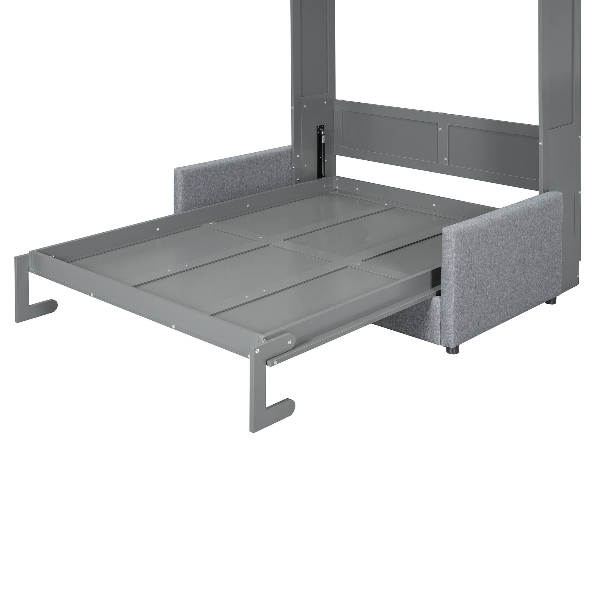 Alt View 10. Tiramisubest - Full Size Gray Murphy Bed Wall Bed, MDF+LVL, 83"L x 66"W x 84"H, 196 lbs, Space-Saving - Gray.