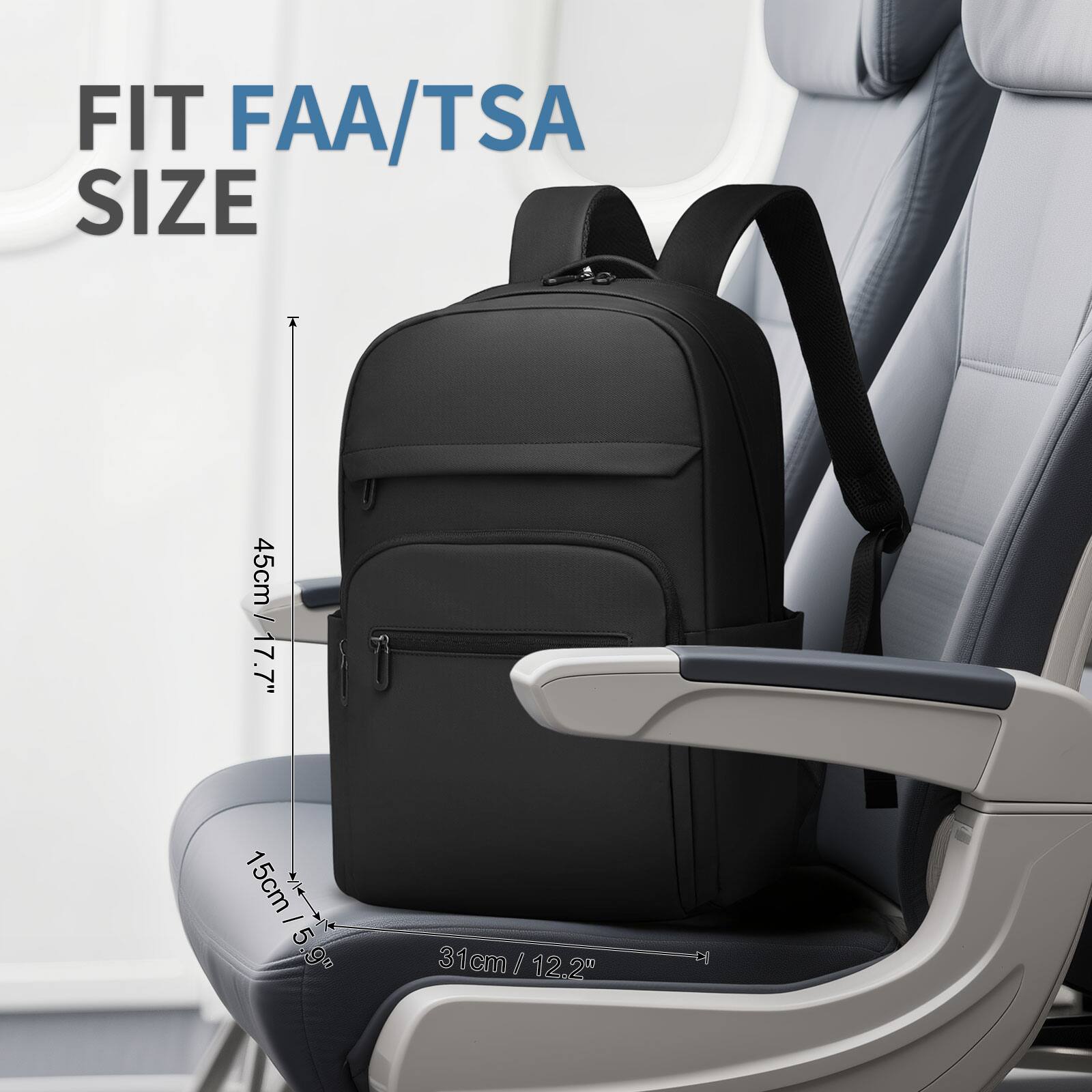 FIT FAA/TSA SIZE  
45cm / 17.7"  
15cm / 5.9"  
31cm / 12.2"