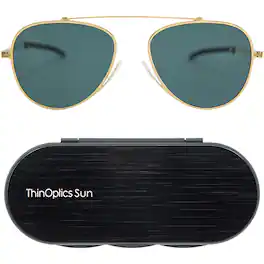 ThinOptics - Suns-Aviator frame Sunglasses with green lens - Gold