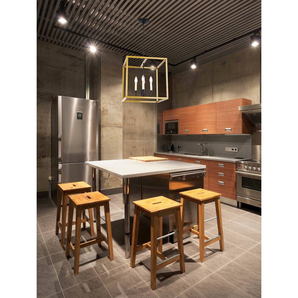 Alt View 9. Living District - Eclipse 4 Light Brass And Black Pendant - Brass And Black.