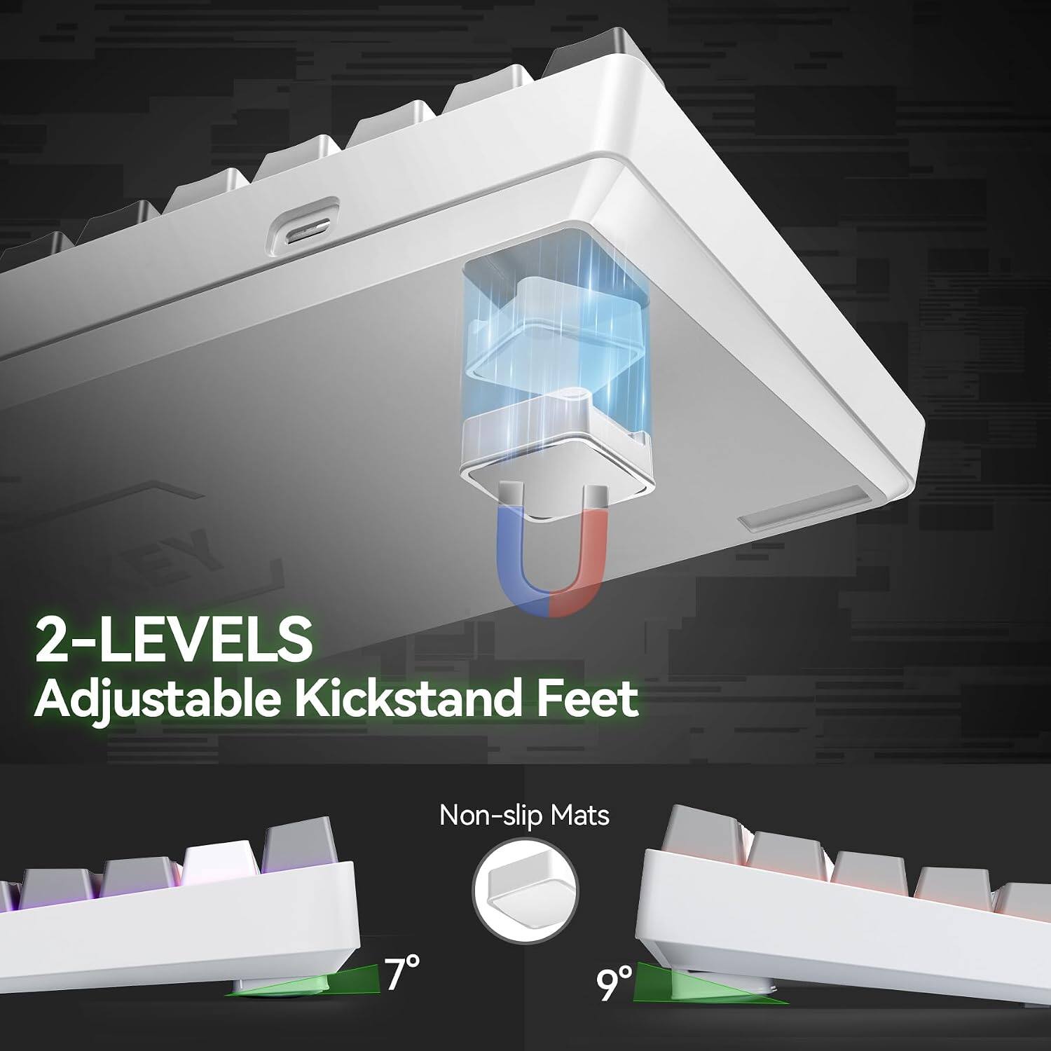 EY 2-LEVELS Adjustable Kickstand Feet  
Non-slip Mats  
7°  
9°