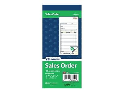 Sales Order DC3705  
123456  

Sales Order  
50 carbonless sets  
numbered  
3" x 7 3/4"  
(7.5cm x 19.5cm)  

adams  
USA  
DC3705  

CTOPS