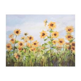 BreeBe - Sunflower Field Canvas Wall Art 32"L - Yellow, Green