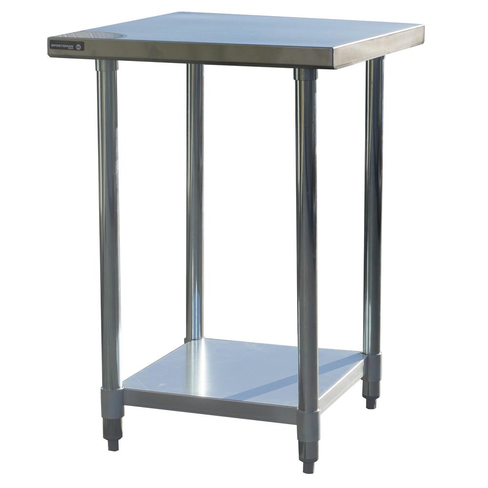 Left. Sportsman Pro-Series - Stainless Steel Work Table 24 x 24 Inches - Silver.