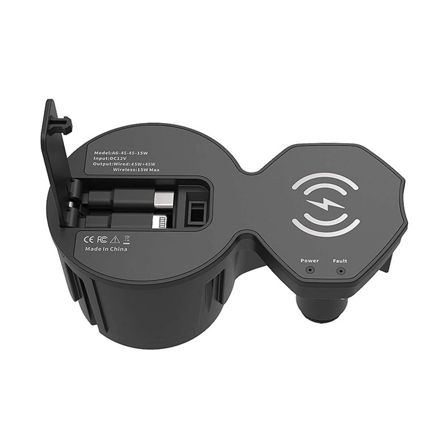 Skanty Furniture - Magnetic Wireless Charger, Cigarette Lighter Port Modification Expansion Dock with USB-A/Lighting cable for Audi A6/A7