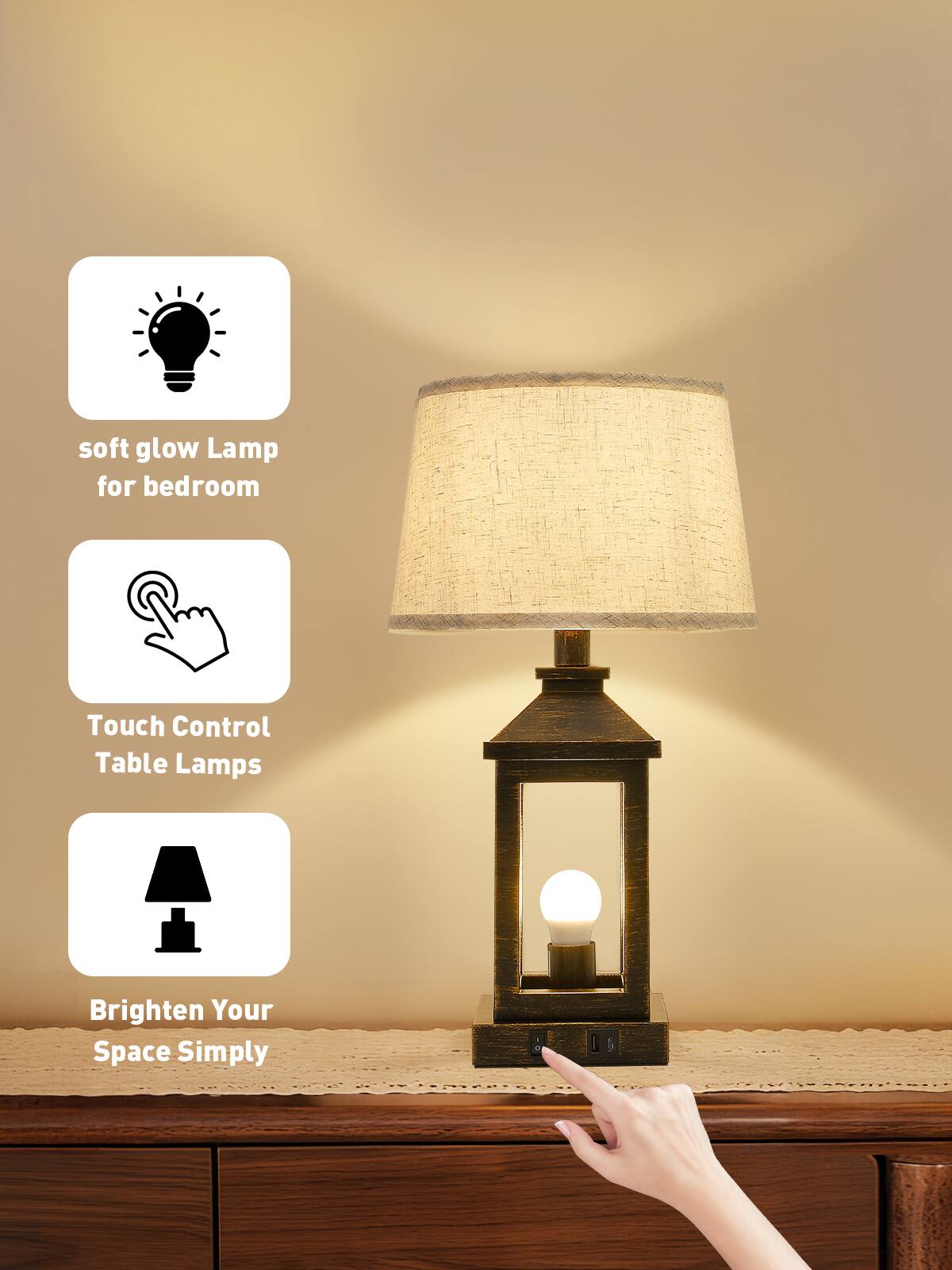 soft glow Lamp for bedroom  
Touch Control Table Lamps  
Brighten Your Space Simply