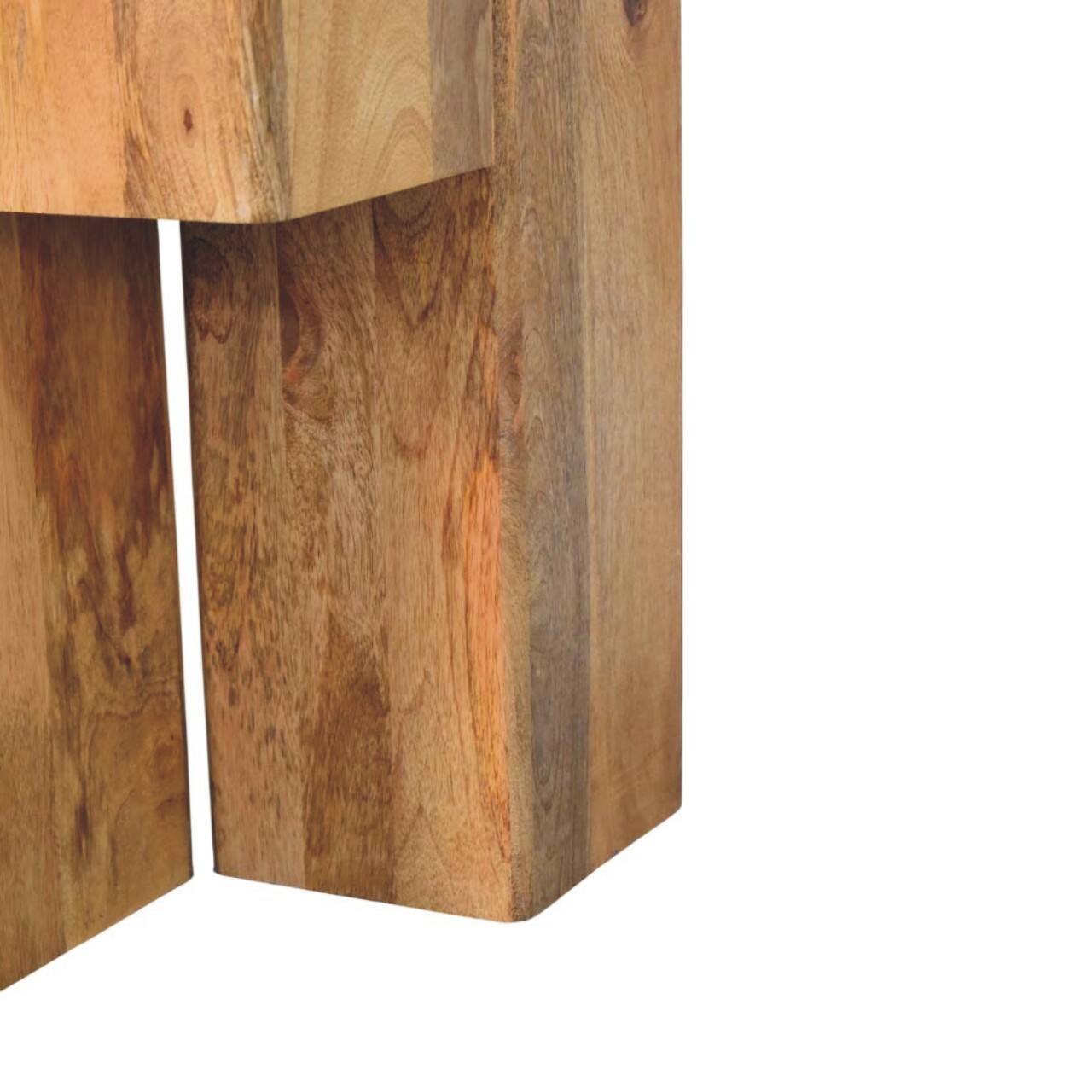 Alt View 2. Artisan Furniture - Artisan Furniture Solid Wood Travertine Top Block Side Table, Brown - Brown.