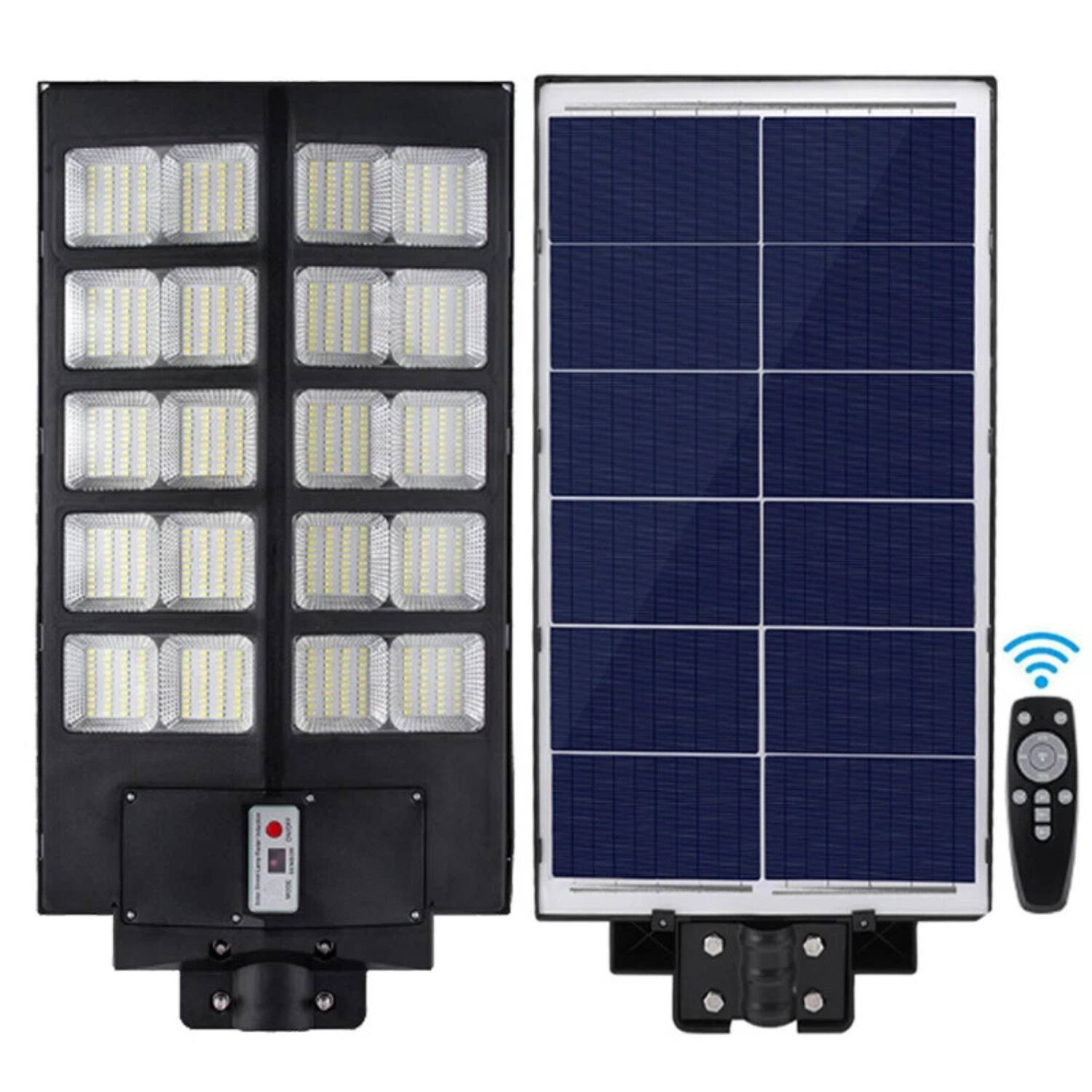 Angle. Stock Preferred - 1000W Waterproof LED Solar Flood Light with Motion Sensor & Remote – Outdoor Patio, Garden, and Street Lighting – IP67, - Black.