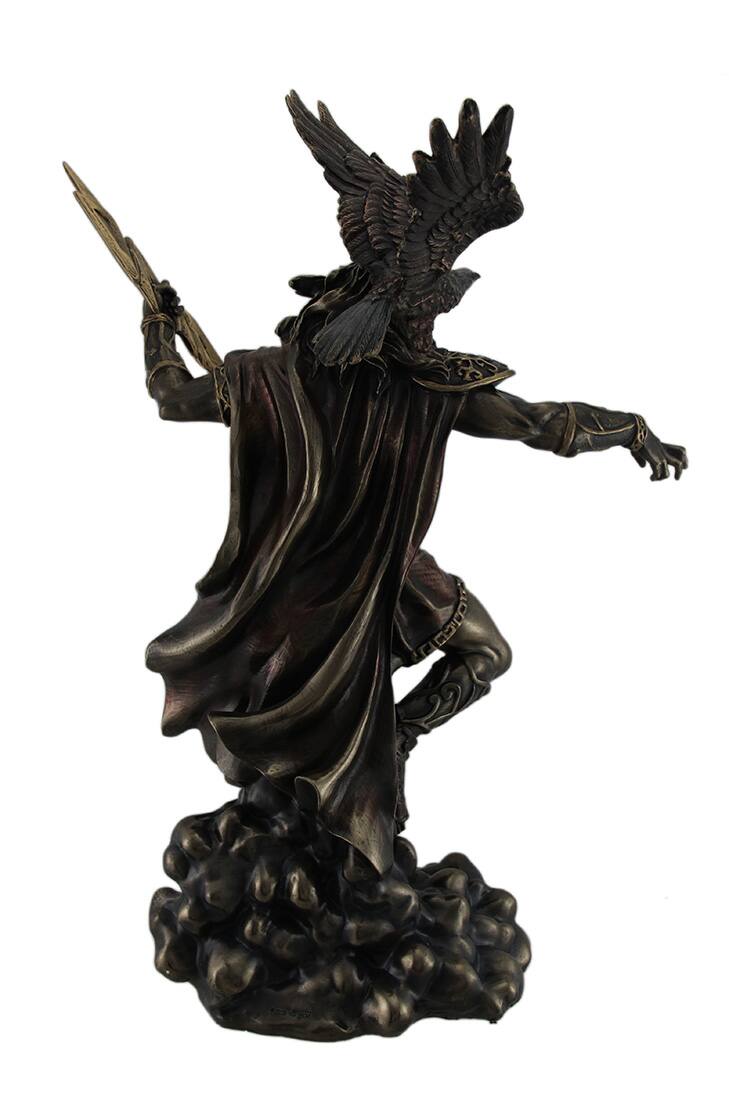 Alt View 3. Veronese Design - Zeus Greek God of Thunder w/Aetos Dios Wielding Lightning Bolt Statue - Bronze.