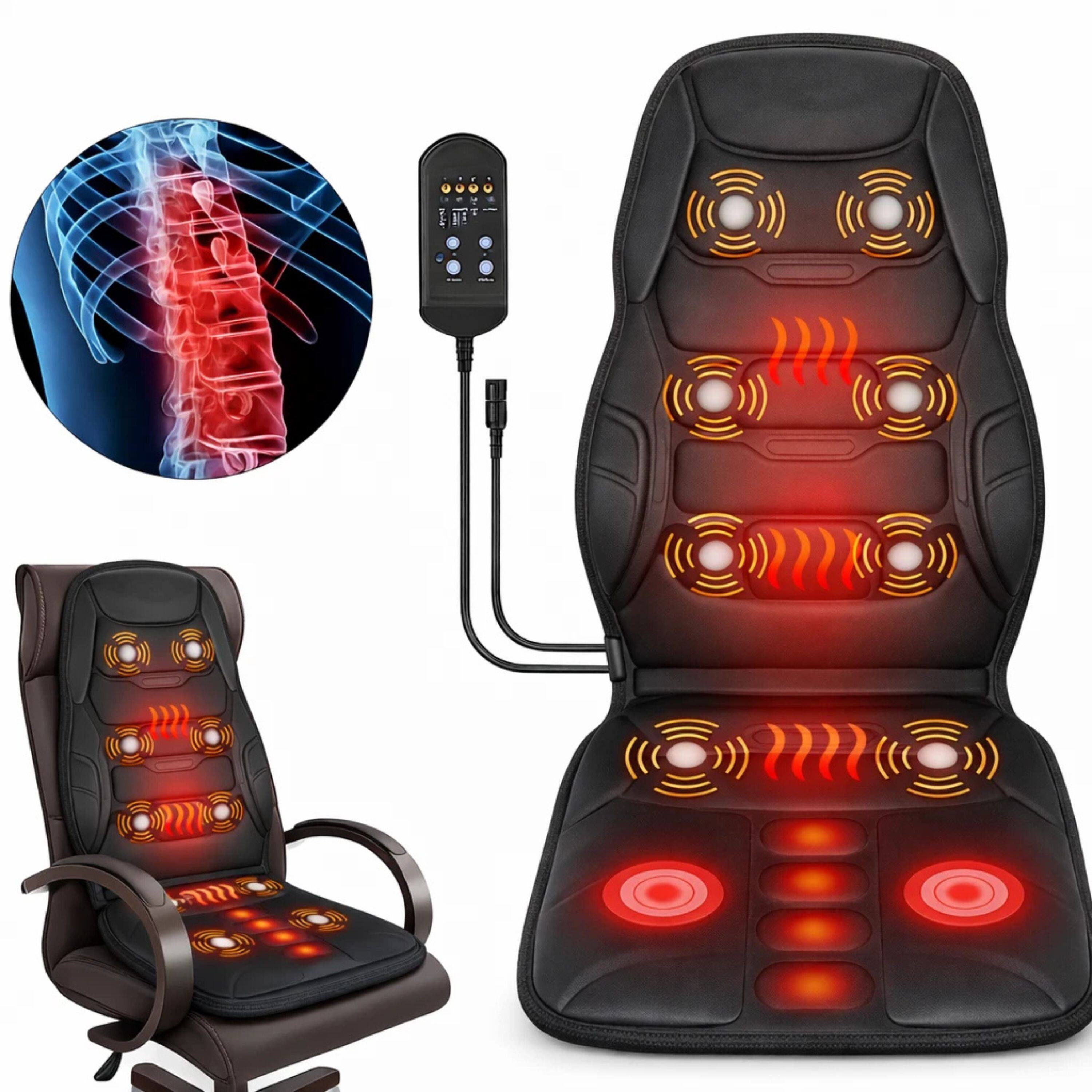 Angle. Kitcheniva - Electric Massage Chair Cushion with Heat for Back and Neck Relaxation - Black.