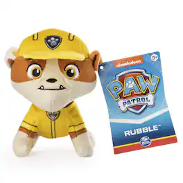 Paw Patrol - Mini Plush Rubble, 5-Inch Stuffed Construction Dog Toy with Hard Hat & Vest, Ages 3+ - Multicolour