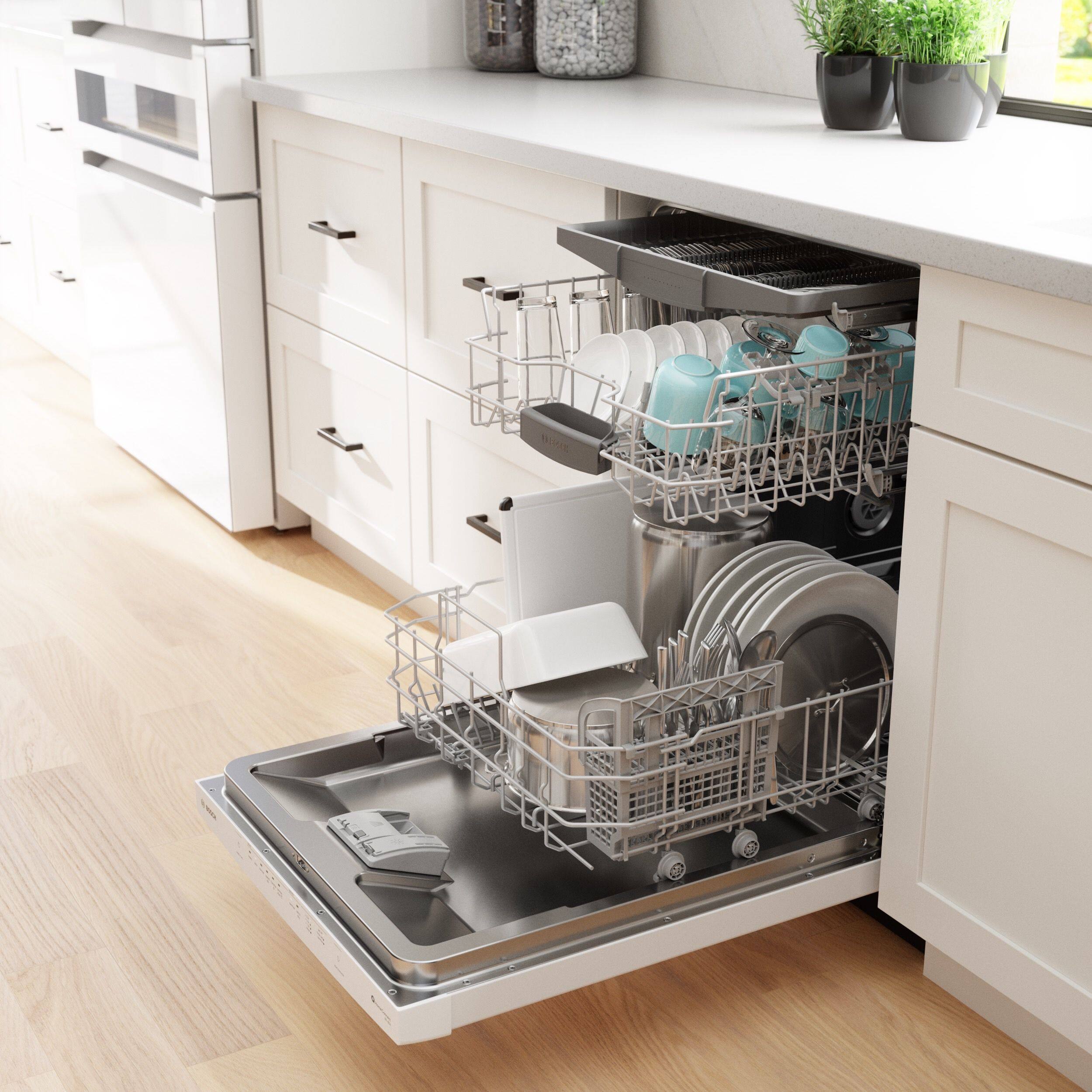Alt View 11. Bosch - 300 Series 24" Top Control Smart Built-In Stainless Steel Tub Dishwasher with 3rd Rack, 46 dBA - White.
