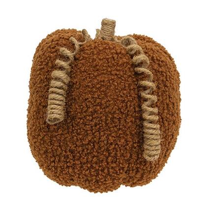 Front. BreeBe - *Burnt Orange Plush Pumpkin w/Jute Vines 5.5"H - Orange.