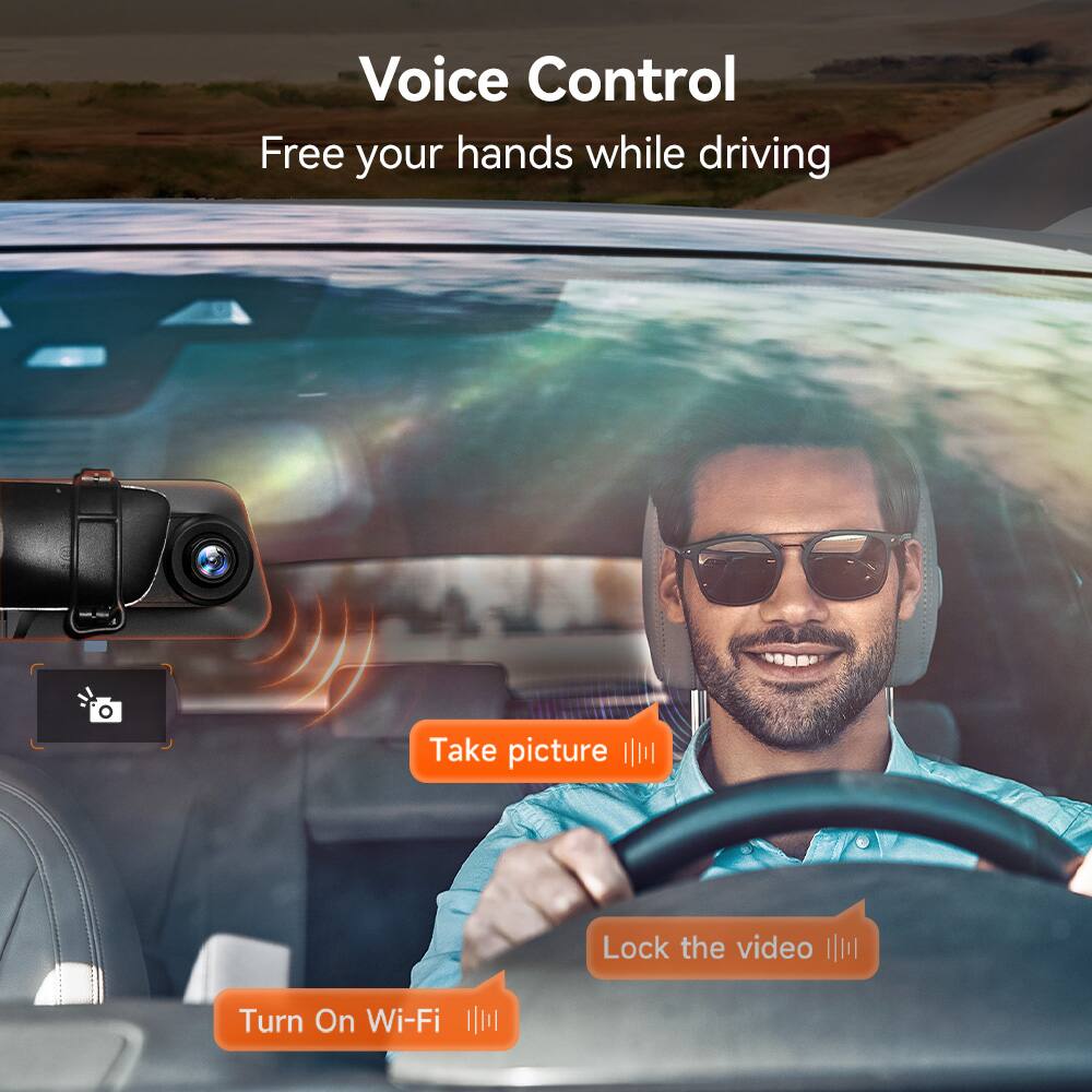 Voice Control  
Free your hands while driving  

Take picture  
Lock the video  
Turn On Wi-Fi