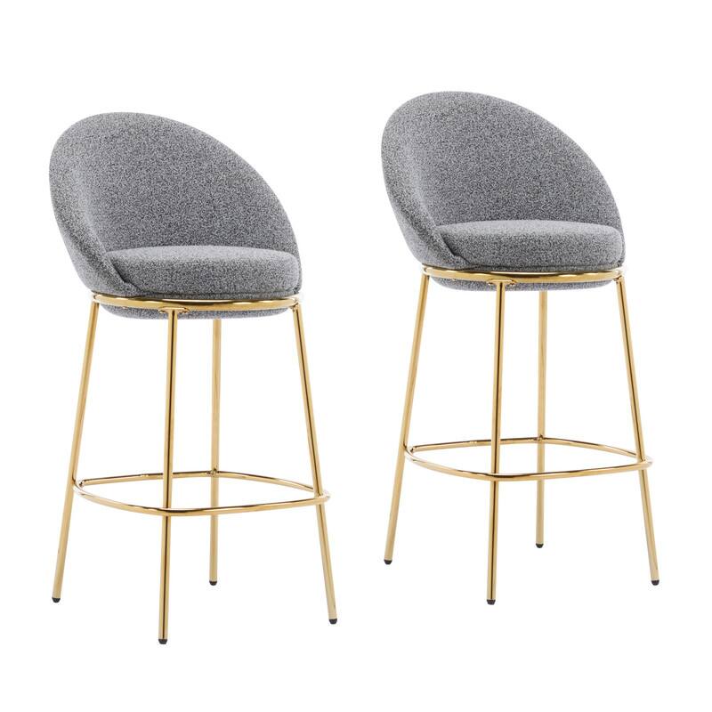 Alt View 5. HTUTWOO - Set of 2 Indoor Gold-Plated Metal Barstools, 300lbs Capacity, Ergonomic for Kitchen Counter, Home Bar & Apartment - Gray.