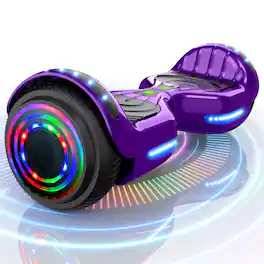 Hover Heart - 6.5" Electric Hoverboard with Bluetooth Speaker, LED Light, Dual 60W Motors, UL2272 Certified Battery, 6.2 MPH Top Speed - Chrome Purple