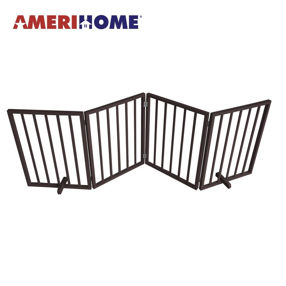 AmeriHome - 72 inch Freestanding 4-Panel Folding Wood Pet Gate - Brown price history on PriceWatchPro