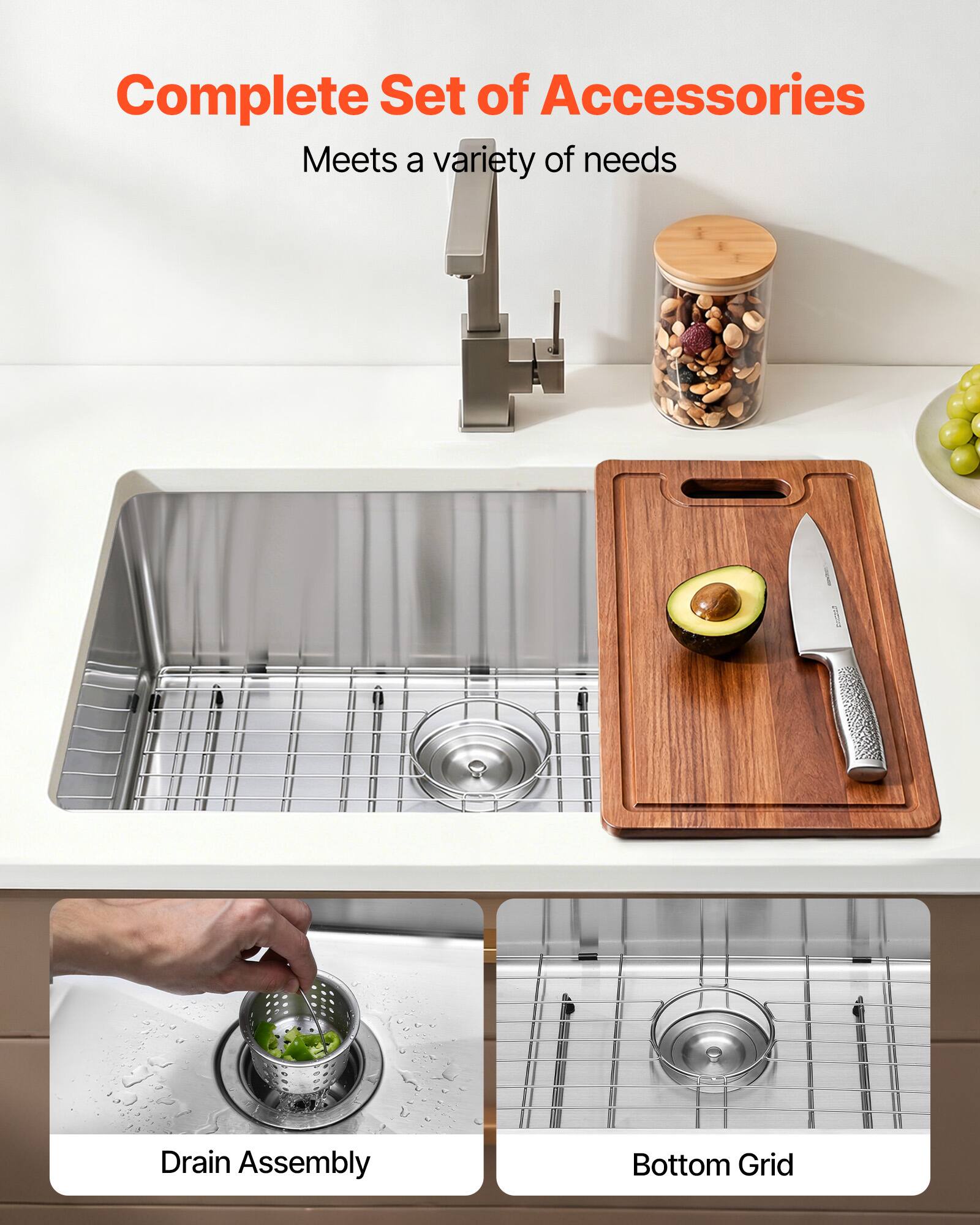 Complete Set of Accessories  
Meets a variety of needs  

Drain Assembly  
Bottom Grid