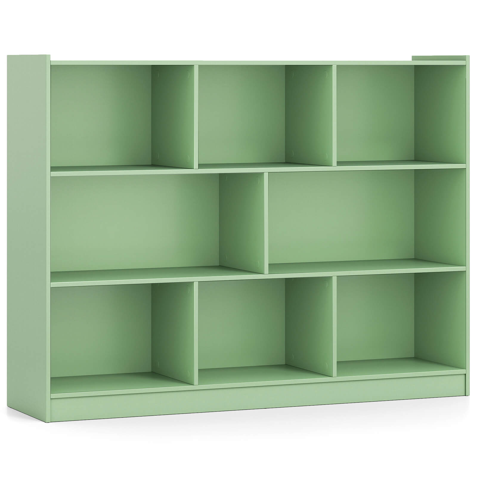 Alt View 8. Costway - Costway 8 Cube 3-Tier Open Wooden Bookshelf Toy Storage Organizer with Anti-toppling Kits Green - Green.