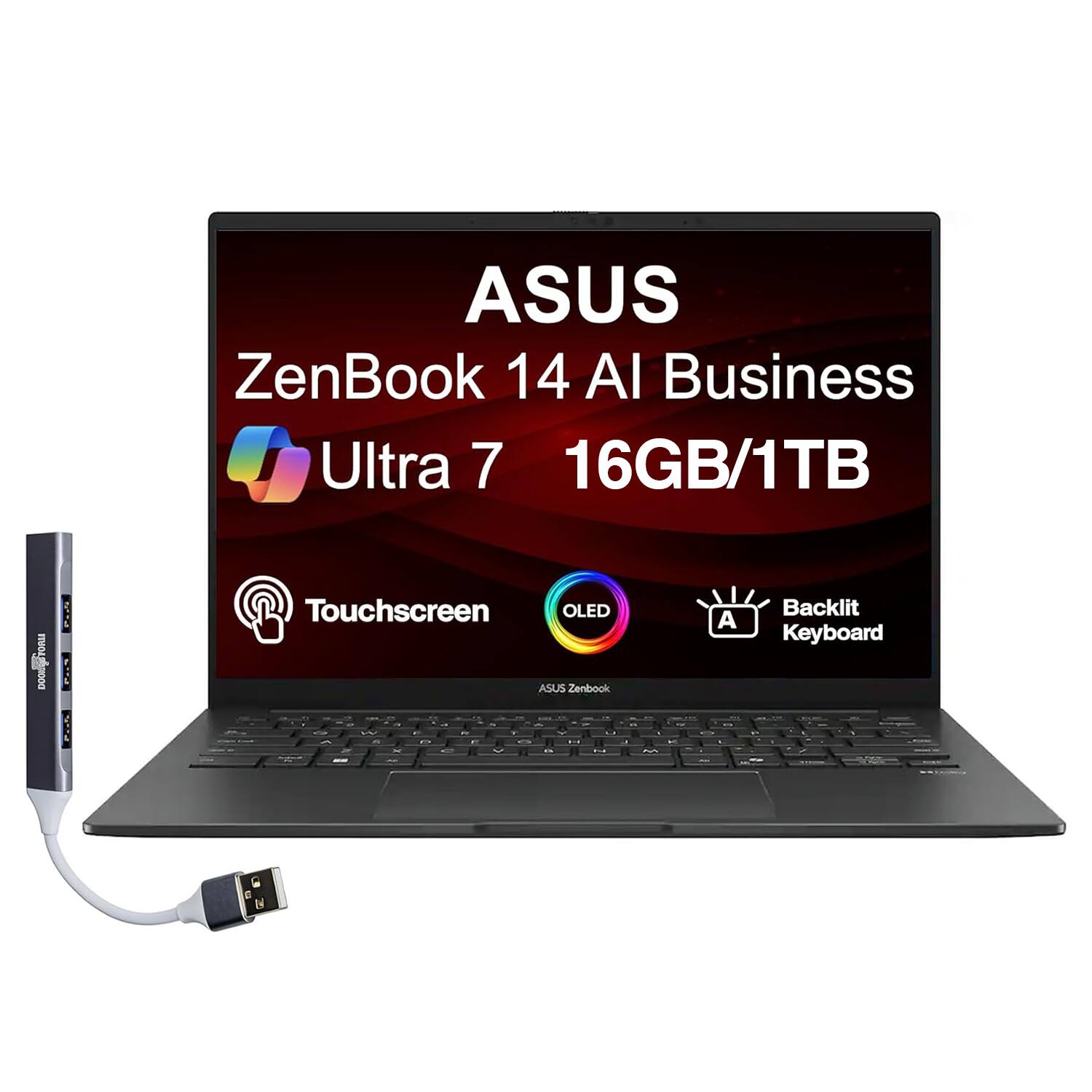 ASUS ZenBook 14 AI Business Ultra 7 16GB/1TB

- Touchscreen OLED
- Backlit Keyboard