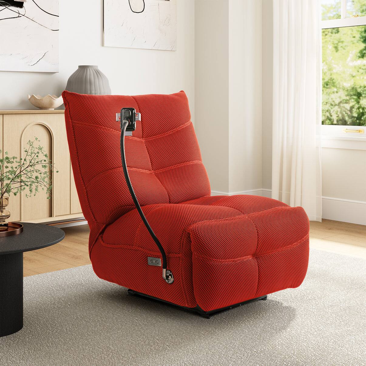 Alt View 8. Eureka Ergonomic - Modern Power Recliner Chair with USB & Wireless Charging  for Living Room, Rocking Swivel Base, Upholstered - Red.