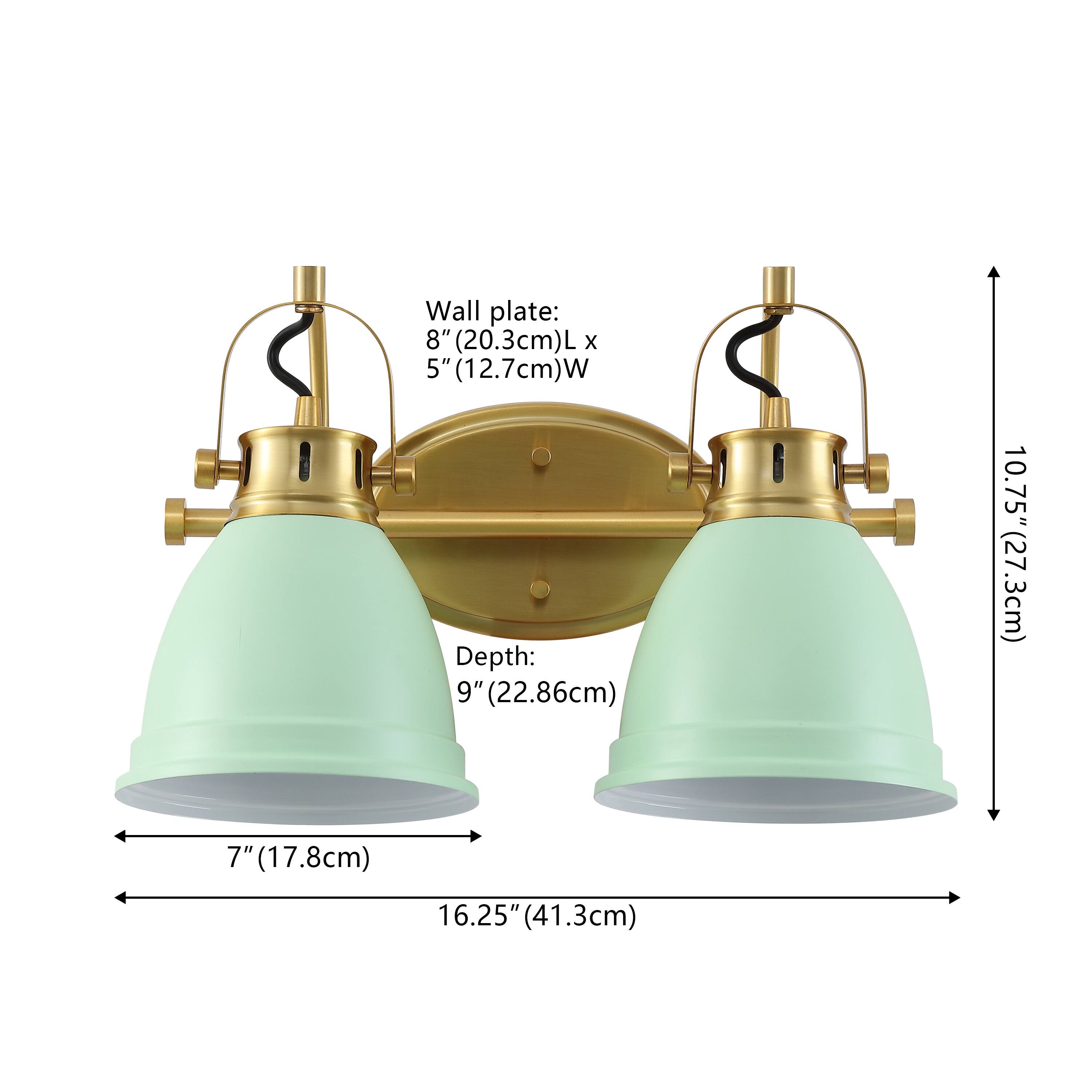 Wall plate: 8" (20.3cm)L x 5" (12.7cm)W  
Depth: 9" (22.86cm)  
Height: 10.75" (27.3cm)  
Width: 7" (17.8cm)  
Length: 16.25" (41.3cm)