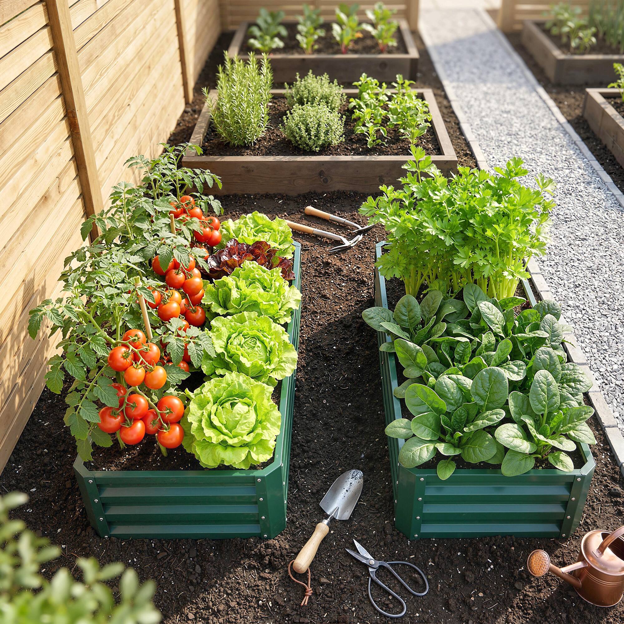 Alt View 8. Outsunny - Raised Garden Bed, 4' x 2' x 1' Metal Planter Box, for Growing Vegetables, Flowers, Herbs - Green.