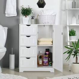 Hivvago - Modern Farmhouse 4-Drawer Bathroom Linen Cabinet Wood Finish - White