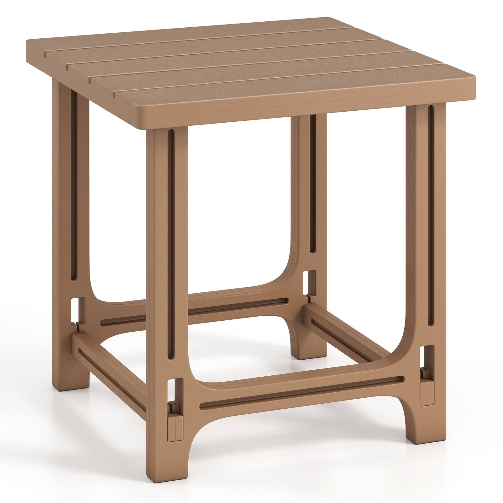 Alt View 9. Costway - Costway 18" Outdoor Adirondack Side Table with Slatted Surface, 0-Screw Assembly for Porch - Brown.