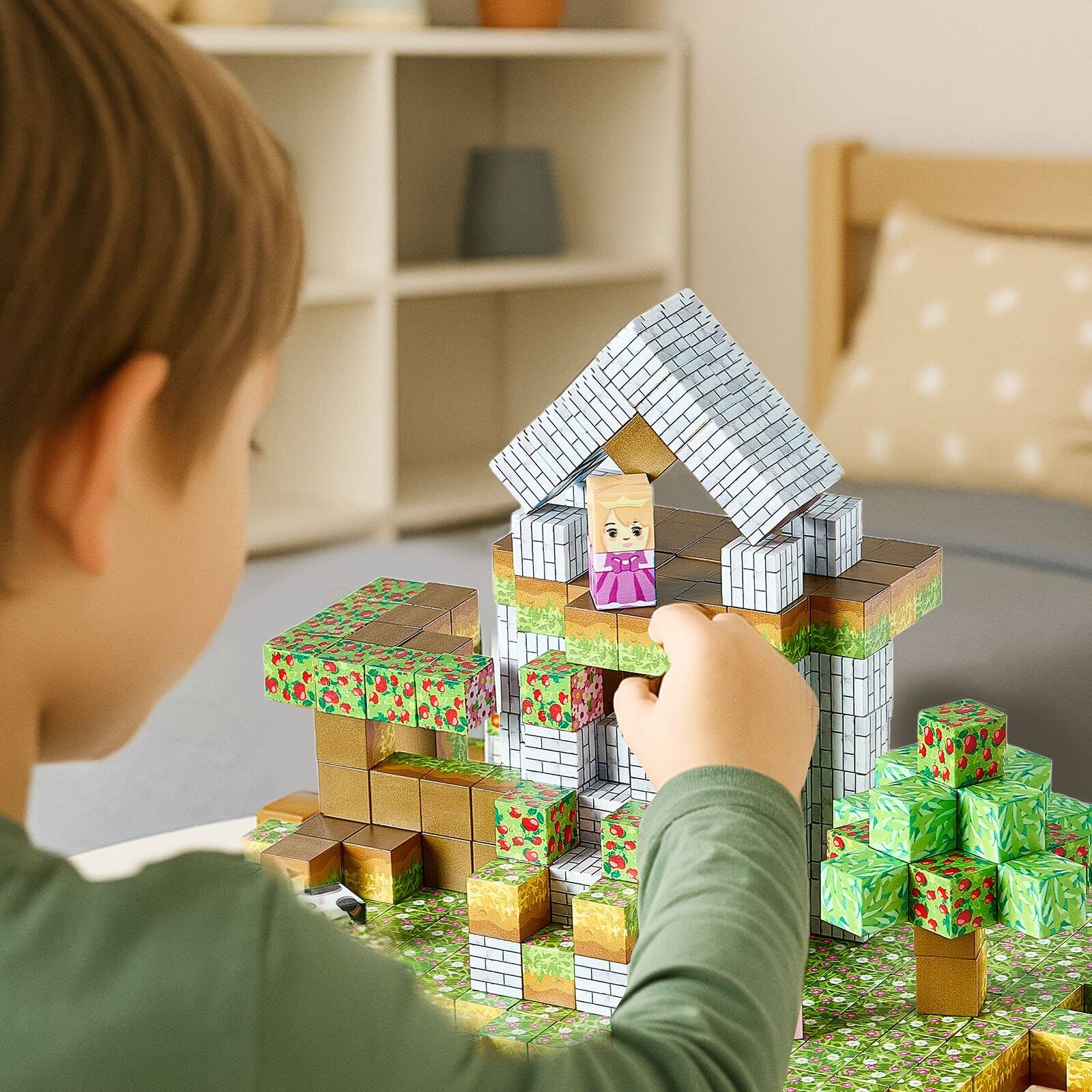 Alt View 1. Glintex - Magnetic Blocks 150PCS Castle Set, STEM Montessori Building Cubes for Creative Construction Play.