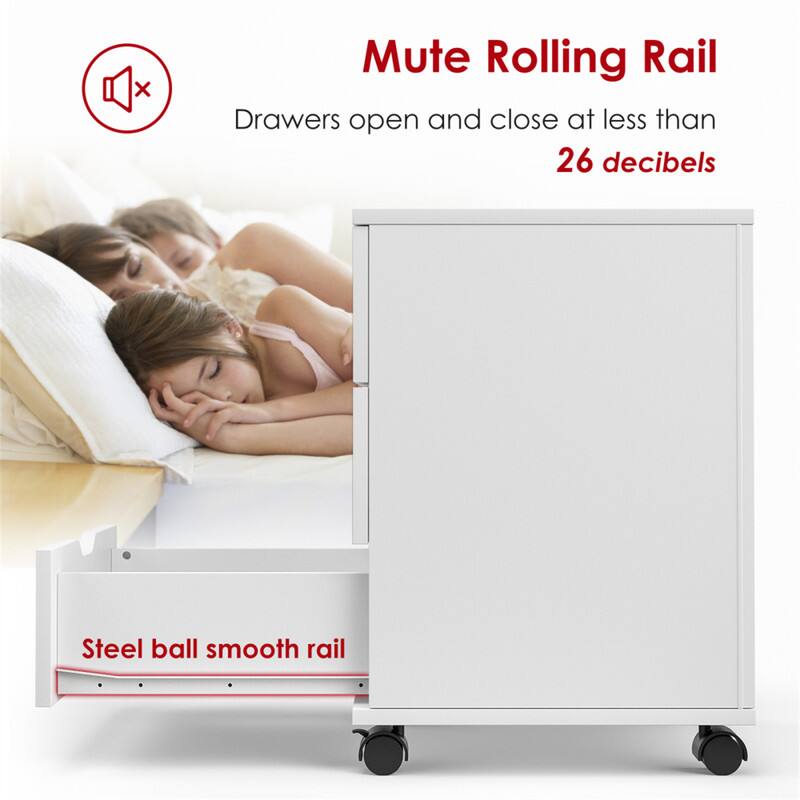 Mute Rolling Rail  
Drawers open and close at less than 26 decibels  
Steel ball smooth rail
