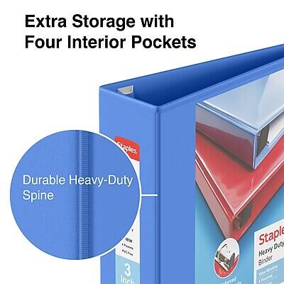 Extra Storage with Four Interior Pockets

Durable Heavy-Duty Spine

Staple Heavy-Duty Binder

3 Inch