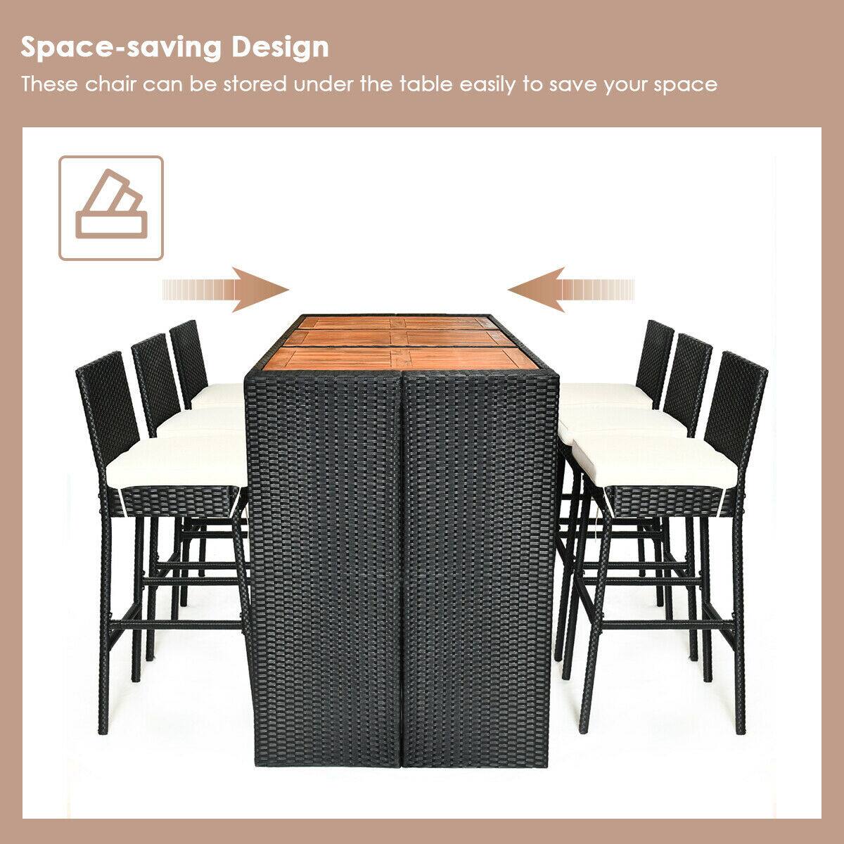 Space-saving Design
These chair can be stored under the table easily to save your space