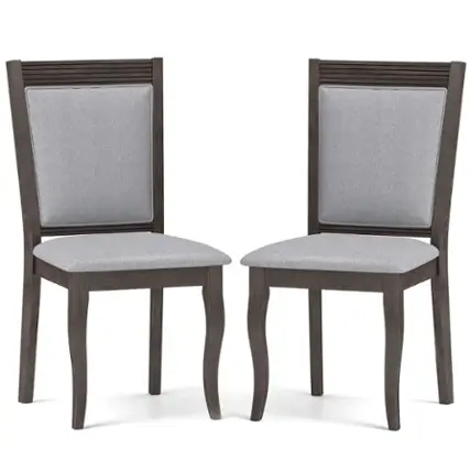 Front. Costway - Wood Dining Chairs Set of 2 with Rubber Wood Frame Padded Seat High Backrest - Brown.