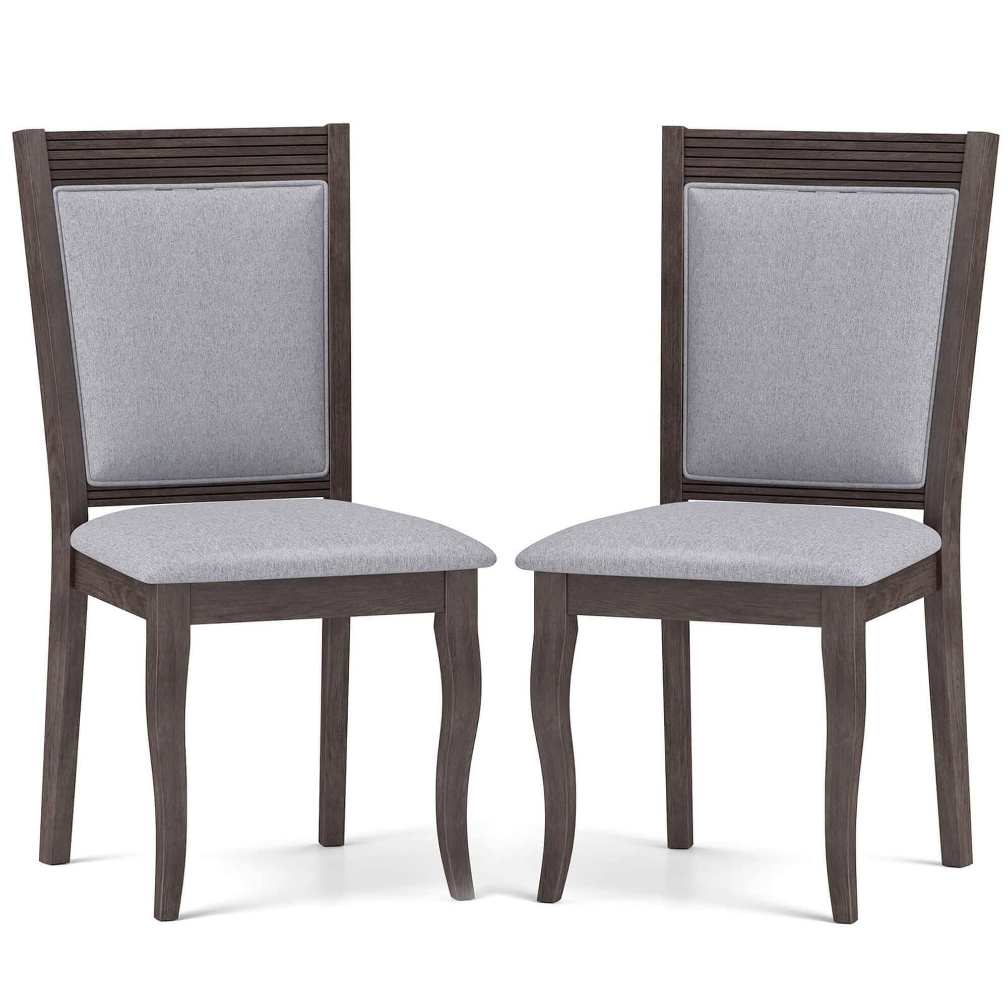 Costway - Wood Dining Chairs Set of 2 with Rubber Wood Frame Padded Seat High Backrest - Brown