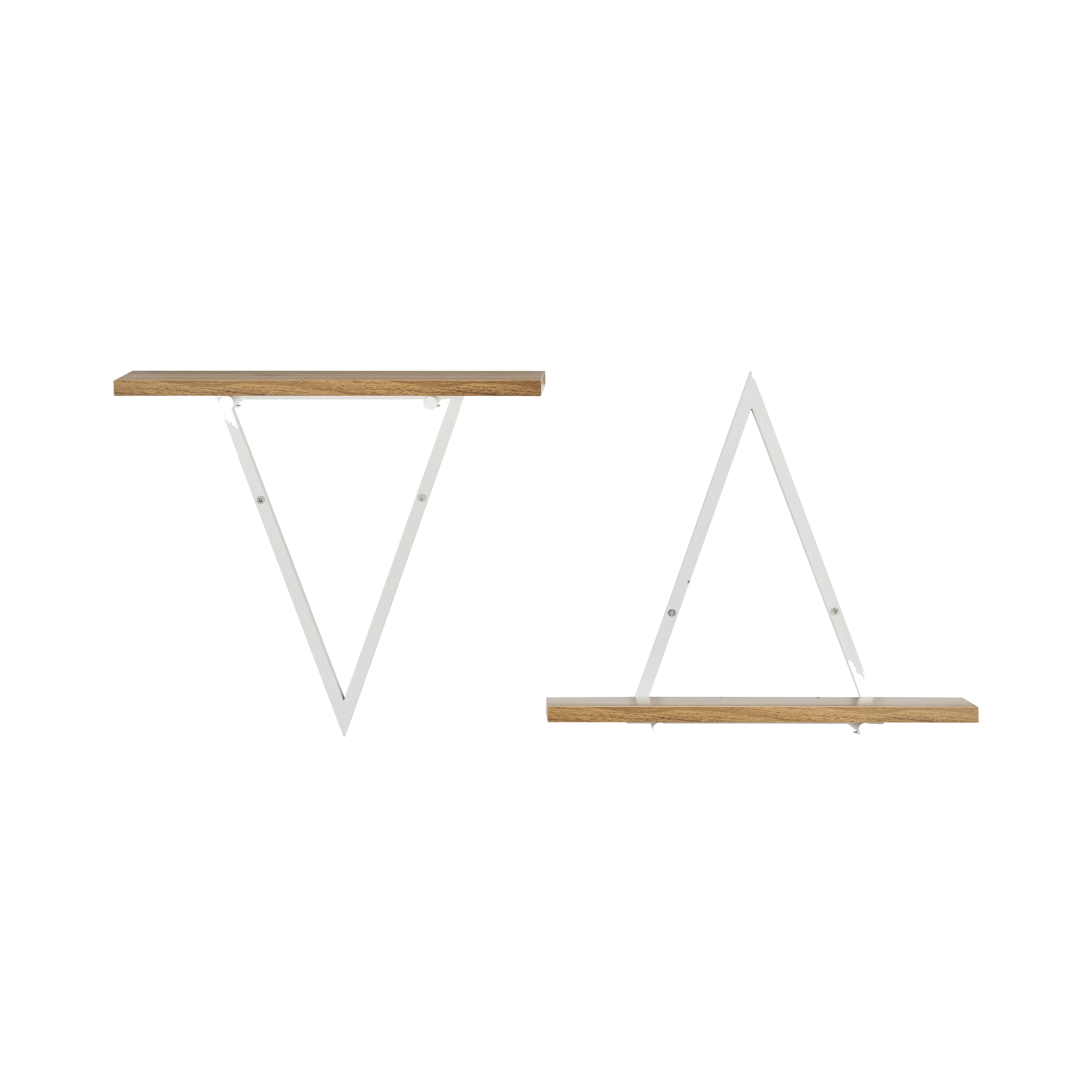 Danya B - Triangle Accent Wall Shelf - Reversible Configuration - White Metal with Walnut Finish Ledge - White, Light Maple